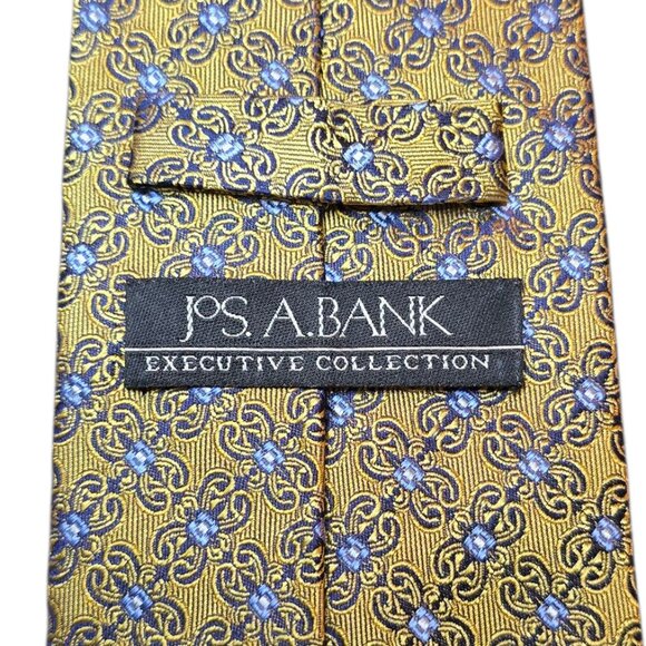 Jos. A. Bank Gold Blue 100% Silk Men’s Neck Tie - Picture 3 of 5